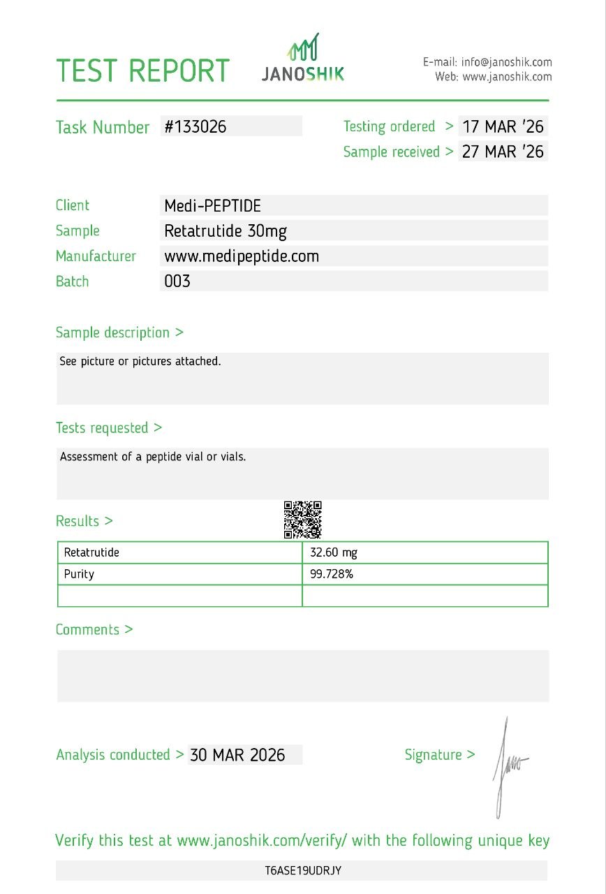 Retatrutide Certificate of Analysis